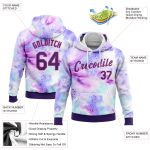 Custom Tie Dye Sports Hoodie with 3D Purple-Pink Pattern, Personalized Name & Number, Pullover Sweatshirt Personalized Stitched