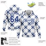 Personalized Tie Dye Pullover Hoodie Royal-White 3D Watercolor Shibori Style Sports Sweatshirt Personalized Stitched Tie