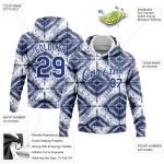 Custom Name Number 3D Watercolor Tie Dye Hoodie Royal-White Personalized Sports Pullover Sweatshirt Personalized Stitched