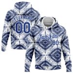 Custom Name Number 3D Watercolor Tie Dye Hoodie Royal-White Personalized Sports Pullover Sweatshirt Personalized Stitched
