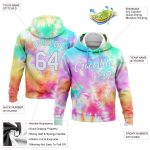 Custom Name Number Hoodie - Personalized 3D Rainbow Tie Dye Pullover Sweatshirt in White-Light Blue Personalized Stitched