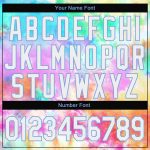 Custom Name Number Hoodie - Personalized 3D Rainbow Tie Dye Pullover Sweatshirt in White-Light Blue Personalized Stitched