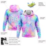 Custom Name & Number Tie Dye Hoodie - Personalized White-Light Blue 3D Sweatshirt Sports Pullover Personalized Stitched Tie