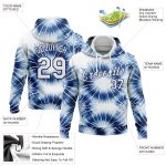 Custom Name and Number 3D Abstract Tie Dye Hoodie Sweatshirt - Personalized White-Navy Sports Pullover Personalized Stitched