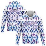 Custom Tie Dye Sweatshirt Hoodie with 3D Abstract Watercolor in White-Purple | Personalized Team Name and Number Personalized