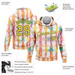 Custom Name Number Hoodie 3D Rainbow Watercolor Tie Dye Yellow Kelly Green Pullover Sports Sweatshirt Personalized Stitched