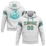 Custom Aqua Orange Football Pullover Hoodie with Personalized Name and Number - Stitched Sweatshirt Personalized Stitched