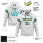 Custom Aqua Orange Football Pullover Hoodie with Personalized Name and Number - Stitched Sweatshirt Personalized Stitched