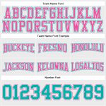 Custom Aqua-Pink Football Hoodie Personalized with Name & Number, Stitched White Pullover Sweatshirt for Teams Personalized