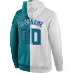 Custom Name Personalized Sweatshirt Hoodie for Team - Aqua-Purple Split Fashion Pullover Sports Wear Personalized Stitched