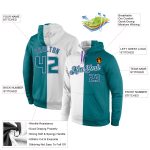 Custom Name Personalized Sweatshirt Hoodie for Team - Aqua-Purple Split Fashion Pullover Sports Wear Personalized Stitched