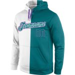 Custom Name Personalized Sweatshirt Hoodie for Team - Aqua-Purple Split Fashion Pullover Sports Wear Personalized Stitched