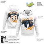 Fire Dragon Sports Pullover Hoodie Custom Name and Number, 3D Pattern Design, Stitched White Bay Orange Sweatshirt Personalized