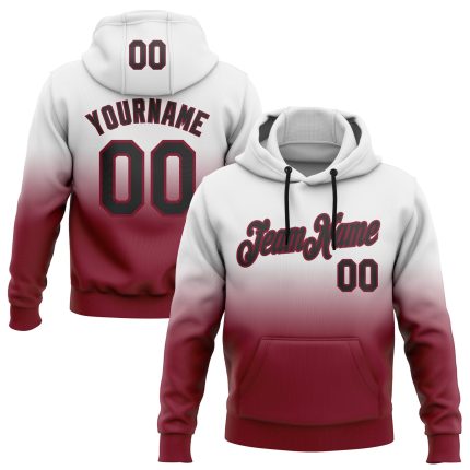 Personalized Custom Name Number Sports Hoodie Pullover Sweatshirt White Black Crimson Fade Fashion Personalized Stitched