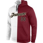 Custom Name Number Pullover Hoodie Sweatshirt for Team, Personalized Stitched White Black Crimson Split Fashion Sports Apparel