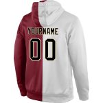 Custom Name Number Pullover Hoodie Sweatshirt for Team, Personalized Stitched White Black Crimson Split Fashion Sports Apparel