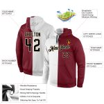 Custom Name Number Pullover Hoodie Sweatshirt for Team, Personalized Stitched White Black Crimson Split Fashion Sports Apparel