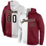 Custom Name Number Pullover Hoodie Sweatshirt for Team, Personalized Stitched White Black Crimson Split Fashion Sports Apparel