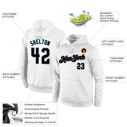 Personalized Sports Hoodie Black Crimson White Stitched Pullover Sweatshirt Personalized Stitched White Black-Crimson Sports