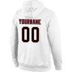 Custom Name & Number Sports Hoodie - Personalized Black Crimson Stitched Pullover Sweatshirt Personalized Stitched White