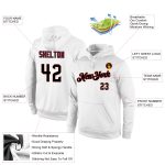 Custom Name & Number Sports Hoodie - Personalized Black Crimson Stitched Pullover Sweatshirt Personalized Stitched White