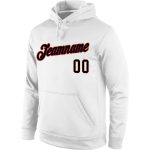 Custom Name & Number Sports Hoodie - Personalized Black Crimson Stitched Pullover Sweatshirt Personalized Stitched White