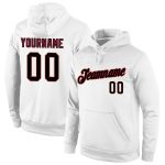 Custom Name & Number Sports Hoodie - Personalized Black Crimson Stitched Pullover Sweatshirt Personalized Stitched White