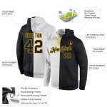 Custom Name and Number Hoodie - Personalized Black-Gold Split Pullover Fashion Sports Sweatshirt Personalized Stitched White