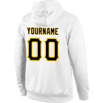Custom Sports Hoodie with Personal Name and Number - White Black Gold Stitched Pullover Sweatshirt Personalized Stitched