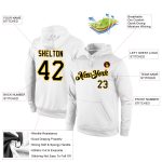 Custom Sports Hoodie with Personal Name and Number - White Black Gold Stitched Pullover Sweatshirt Personalized Stitched
