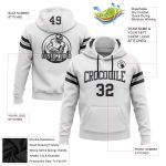 Custom Name and Number Black-Gray White Football Hoodie Pullover Sweatshirt - Personalized Team Apparel Personalized Stitched