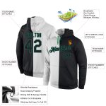 Custom Team Name Number Hoodie Sweatshirt, Personalized Stitched White Black Kelly Green Split Fashion Sports Pullover Personalized