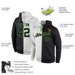 Custom Neon Green Black White Sports Hoodie with Personalized Name and Number - Stitched Pullover Sweatshirt Personalized