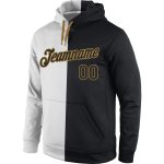 Custom Team Name and Number Sports Hoodie Sweatshirt - Personalized Stitched White Black Gold Pullover Fashion Personalized