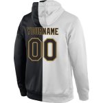 Custom Team Name and Number Sports Hoodie Sweatshirt - Personalized Stitched White Black Gold Pullover Fashion Personalized