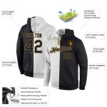 Custom Team Name and Number Sports Hoodie Sweatshirt - Personalized Stitched White Black Gold Pullover Fashion Personalized