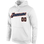 Custom Name Number Sports Hoodie Pullover Sweatshirt White Black Orange - Personalized Team Apparel Personalized Stitched