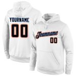 Custom Name Number Sports Hoodie Pullover Sweatshirt White Black Orange - Personalized Team Apparel Personalized Stitched