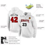 Custom Name Number Sports Hoodie Personalized Stitched Pullover Sweatshirt Red Black Pinstripe Design for Team Personalized