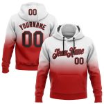 Custom Team Name Number Hoodie Sweatshirt Personalized Stitched Fashion Sports Pullover in White Black Red Fade Personalized