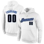 Custom Name Number Pullover Hoodie Sports Sweatshirt, Personalized Stitched White Black-Royal Team Apparel Personalized Stitched