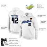 Custom Name Number Pullover Hoodie Sports Sweatshirt, Personalized Stitched White Black-Royal Team Apparel Personalized Stitched