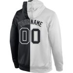 Custom Name and Number Personalized Sports Hoodie Pullover Sweatshirt - Stitched White Black Split Fashion Personalized Stitched