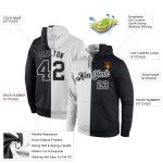 Custom Name and Number Personalized Sports Hoodie Pullover Sweatshirt - Stitched White Black Split Fashion Personalized Stitched