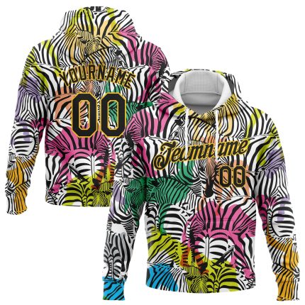 Custom Name Number Sports Hoodie Sweatshirt for Horse Camel Team - Personalized 3D Pattern Stitched Design in White Black Yellow