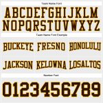 Custom Personalized Football Hoodie Pullover Sweatshirt with Stitched Team Name and Number - White Brown-Gold Personalized