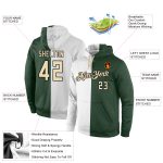 Custom Name and Number Hoodie Pullover Sweatshirt for Sports - Personalized Stitched White and Green Fashion Design Personalized