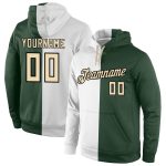 Custom Name and Number Hoodie Pullover Sweatshirt for Sports - Personalized Stitched White and Green Fashion Design Personalized