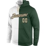 Custom Name and Number Hoodie Pullover Sweatshirt for Sports - Personalized Stitched White and Green Fashion Design Personalized