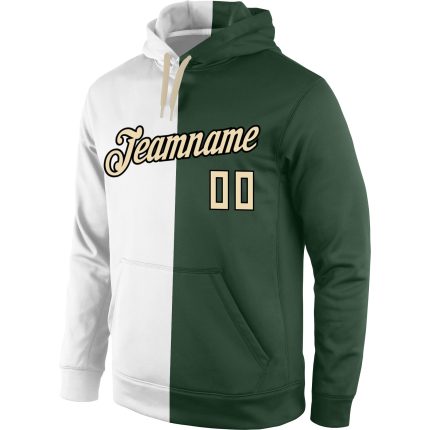 Custom Name and Number Hoodie Pullover Sweatshirt for Sports - Personalized Stitched White and Green Fashion Design Personalized